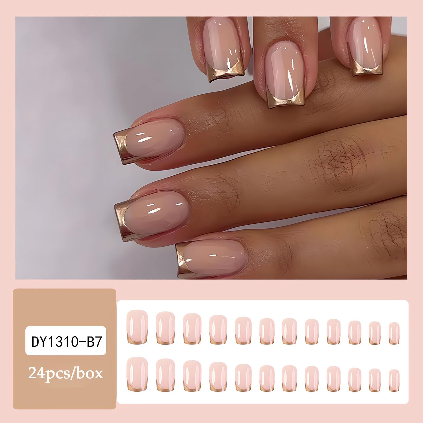 LPOODDNU nail set with glue stickers and mini file for easy at-home manicure.