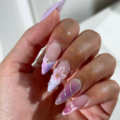 LPOODDNU medium almond nails with glossy finish for quick at-home manicure