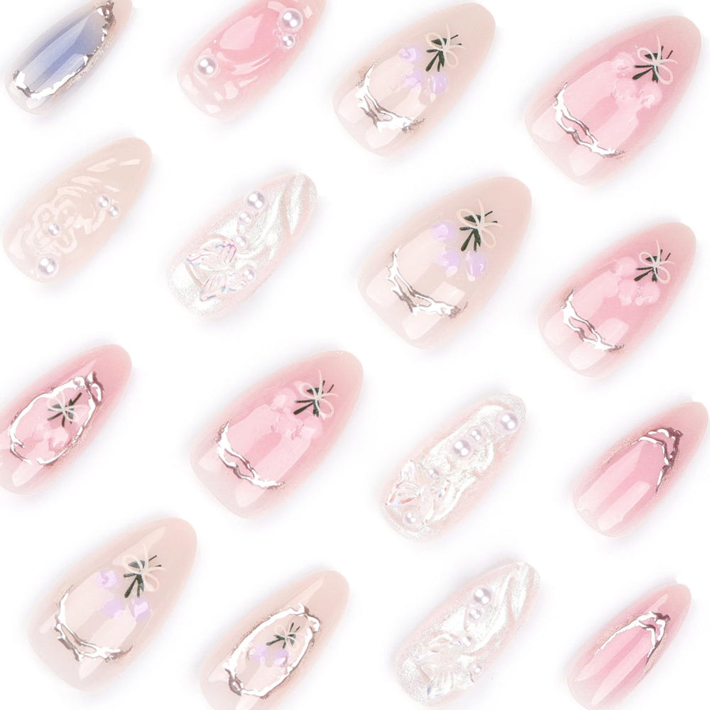 LPOODDNU pink 3D nails with charms ready for party or date night
