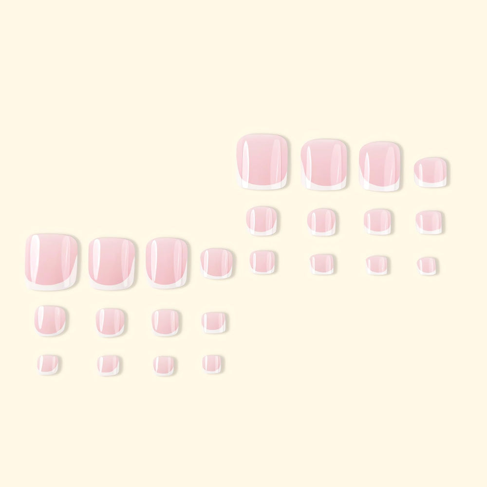 LPOODDNU Reusable French-style toe nails for multiple wearings.