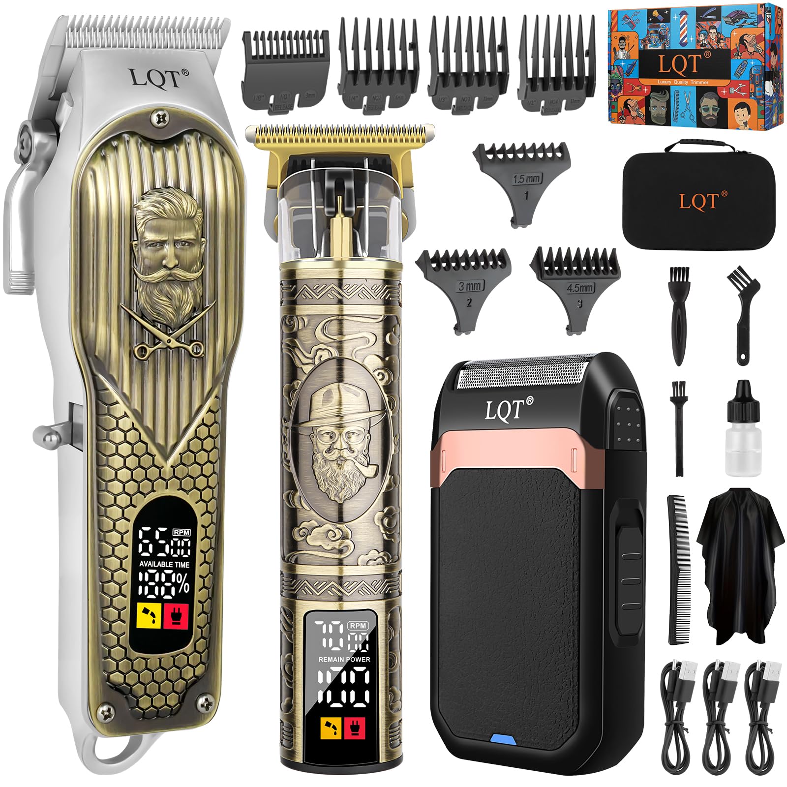 LQT cordless bronze clippers main unit for home barbering and precise cuts