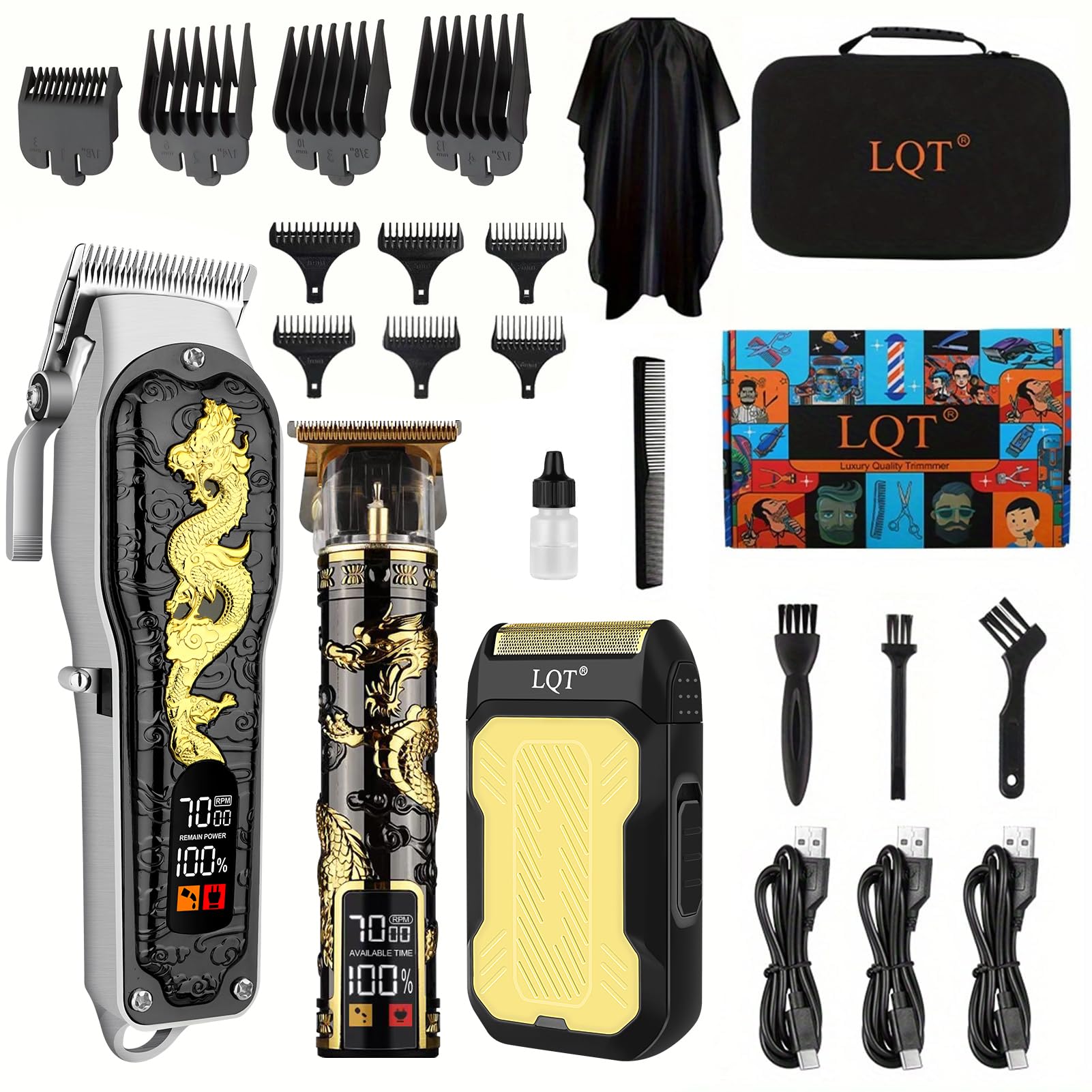 LQT hair clipper set with LED display for precise at-home grooming.