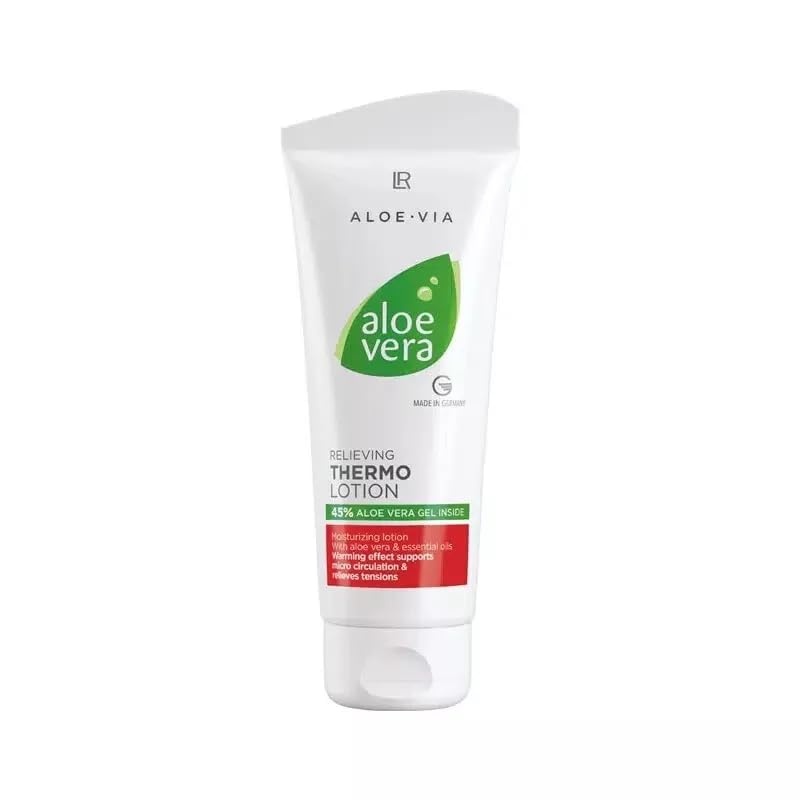 LR Health & Beauty Aloe Via relaxing thermal lotion bottle pour for post-workout comfort