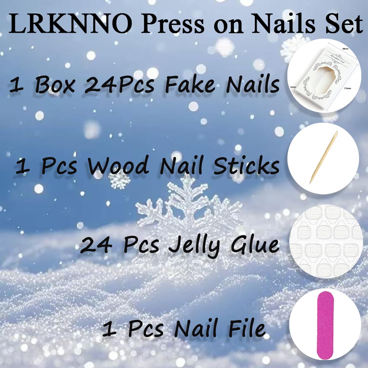 LRKNNO winter acrylic nails with glossy finish for lasting shine.