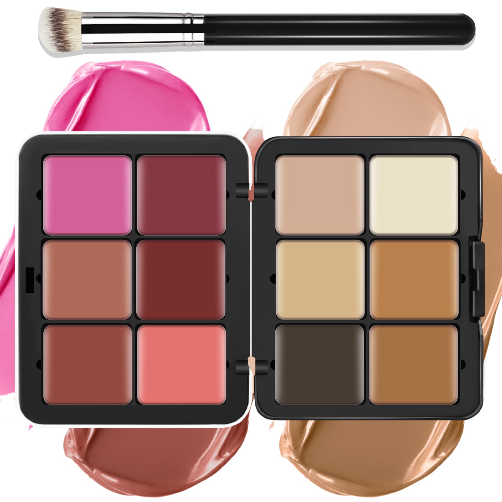 LSxia 12-color cream palette display with versatile shades for daily makeup