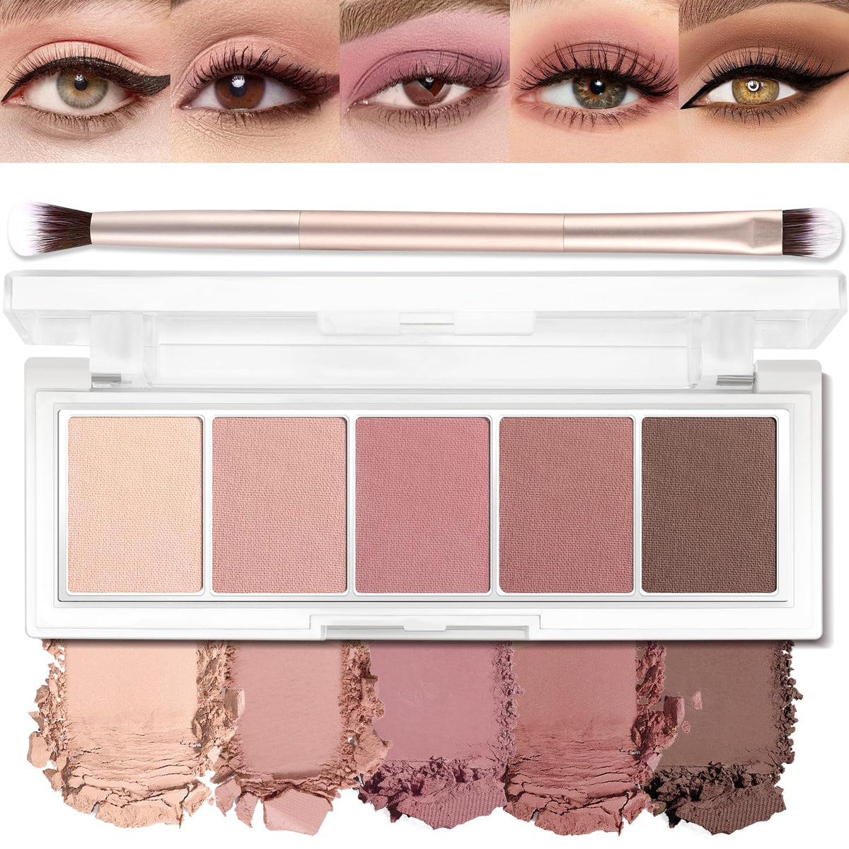 LSxia 5-color matte palette front view for versatile neutral looks