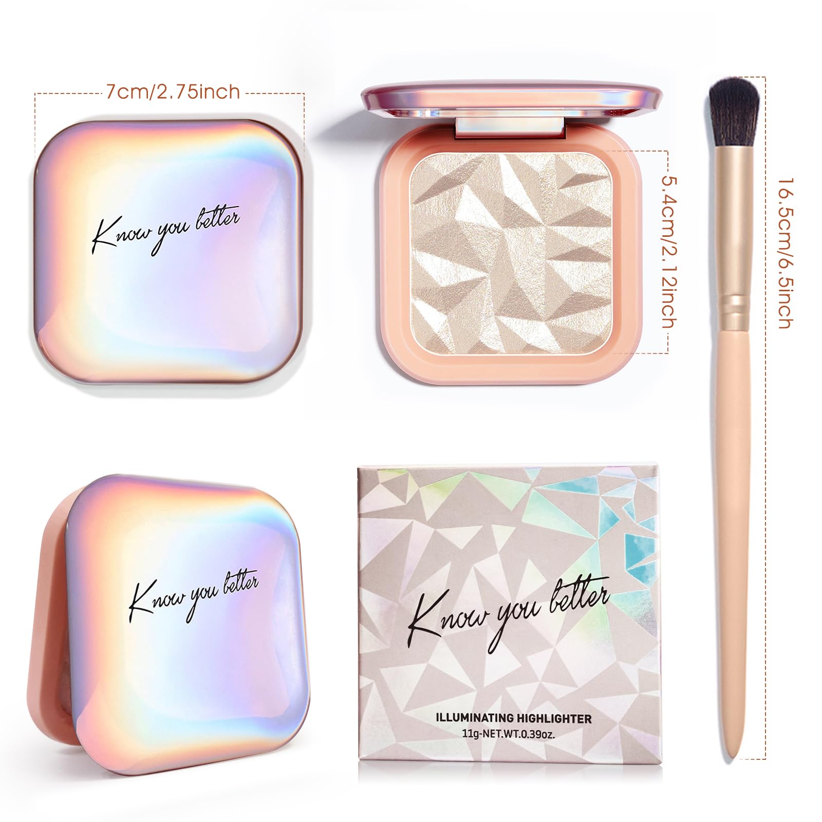 LSxia highlighter palette easy to apply with brush for quick, seamless glow.