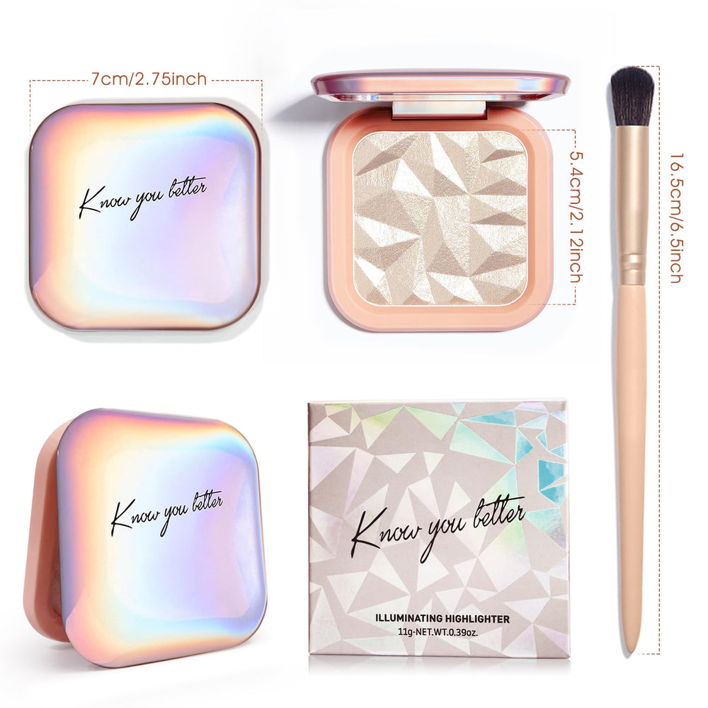 LSxia highlighter palette easy to apply with brush for quick, seamless glow.