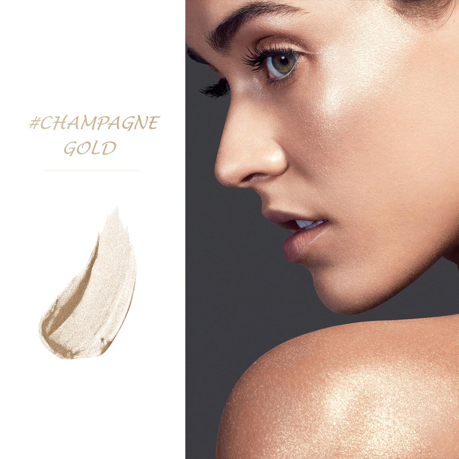 LSxia highlighter palette swatches Beige Gold with natural warmth for daily radiance.