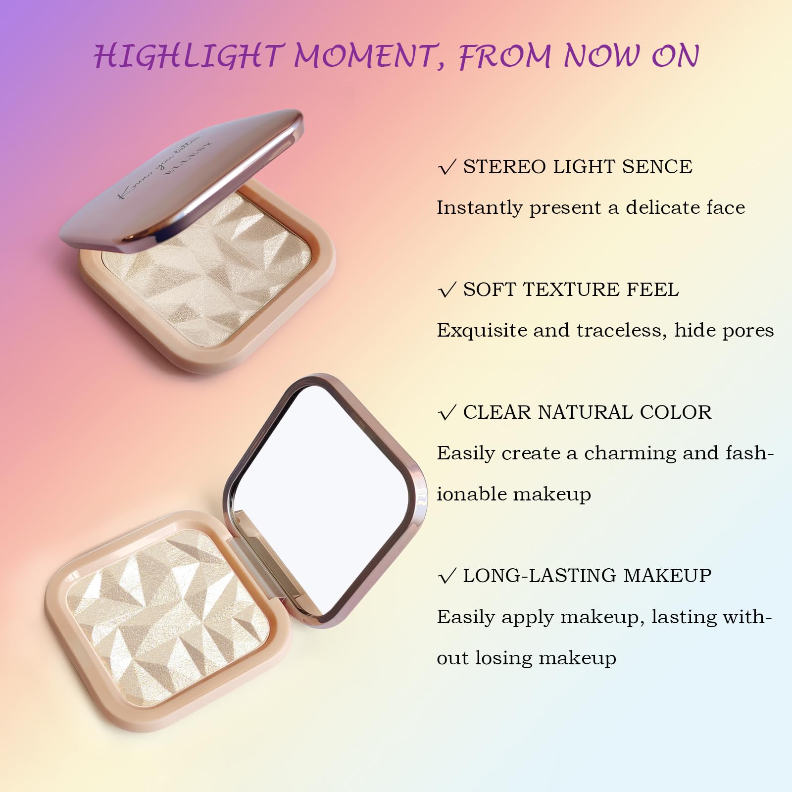 LSxia highlighter palette swatches Champagne Gold adds a luminous highlight to the face.
