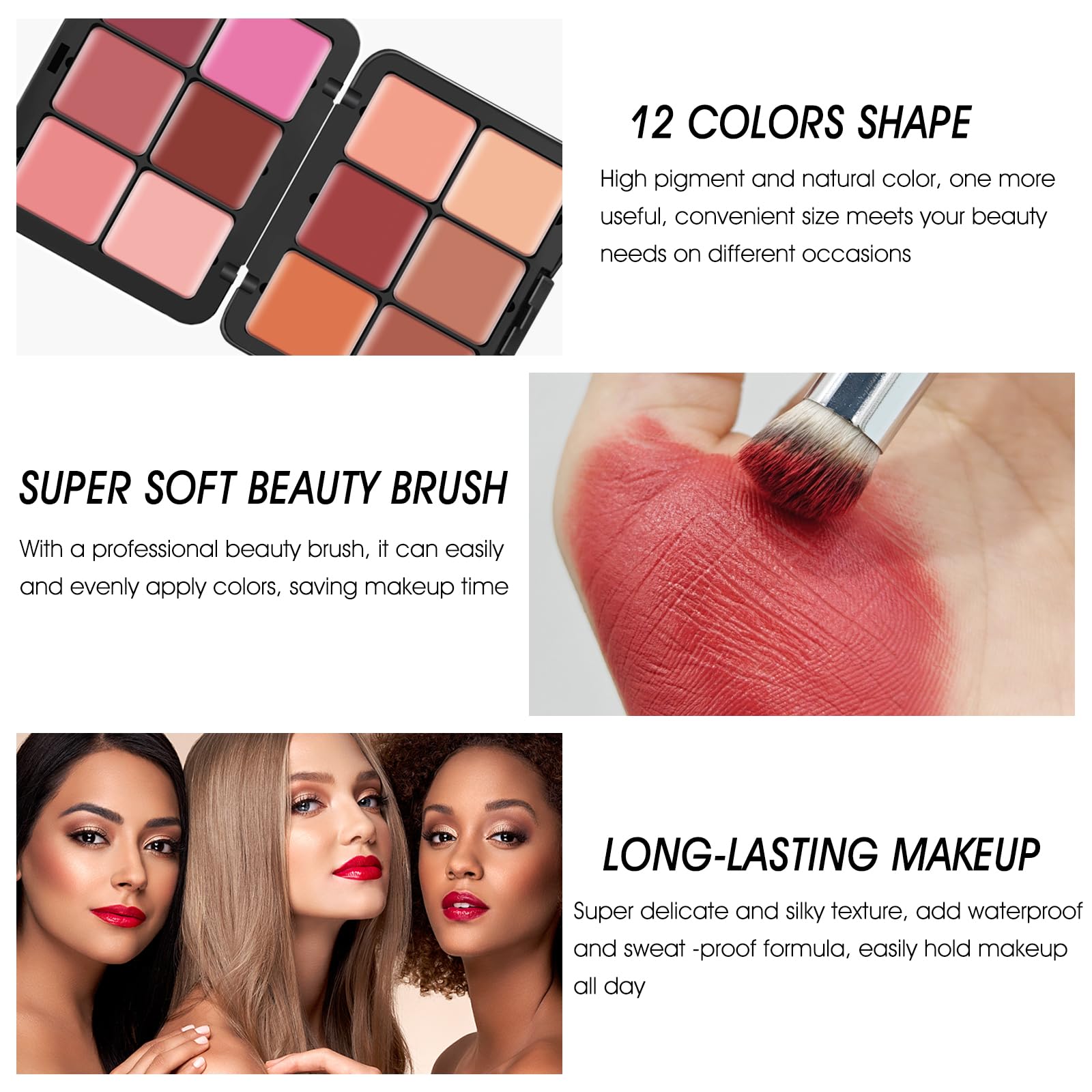 LSxia makeup application on cheek using palette for soft, radiant glow.