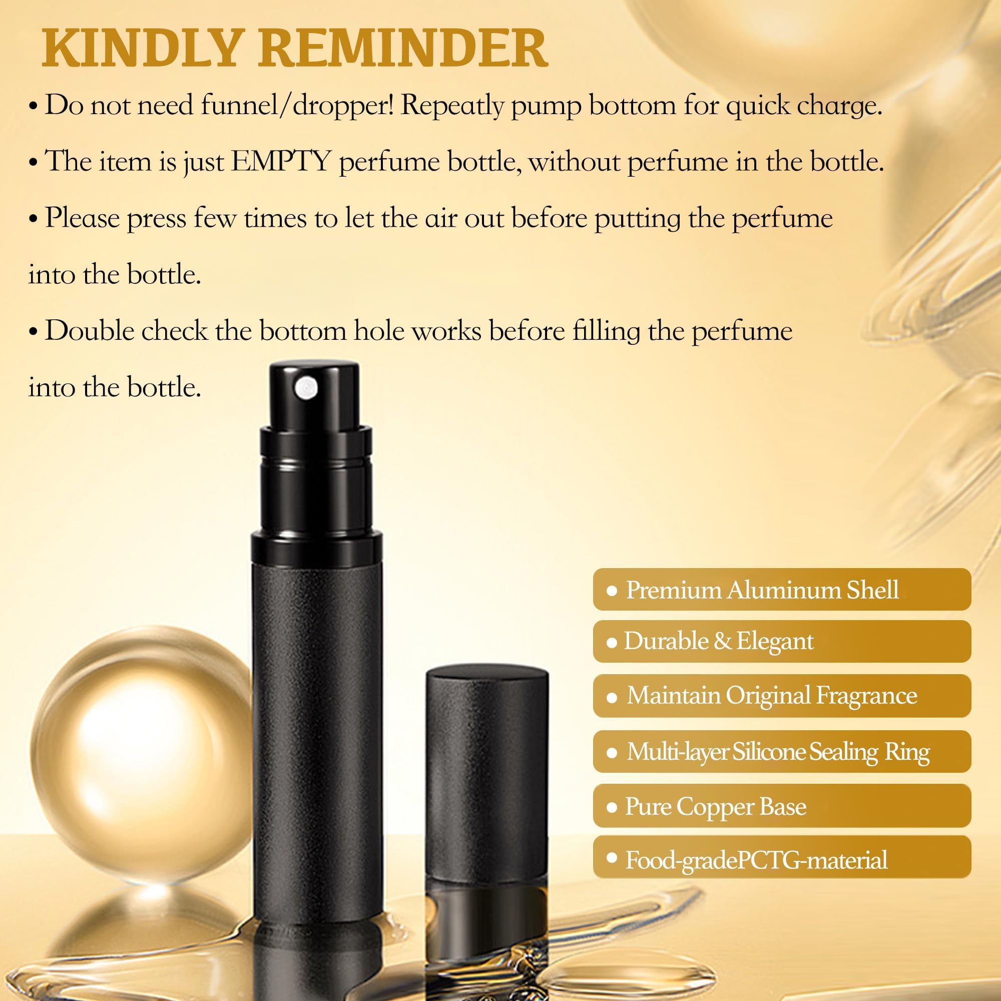 LTBL adapter set fits most perfume nozzles for compatibility.