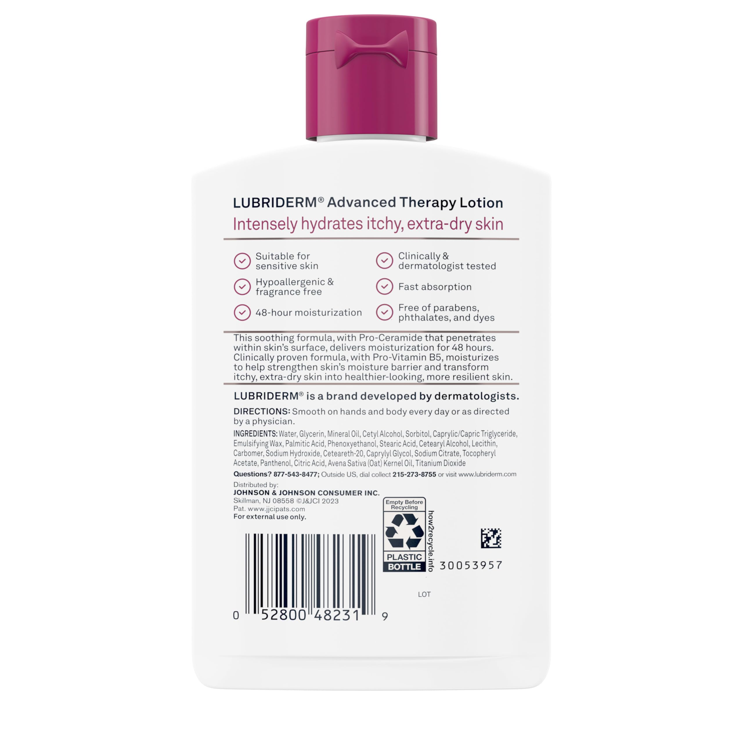 Illustration of 48-hour moisturization claim for Lubriderm Advanced Therapy