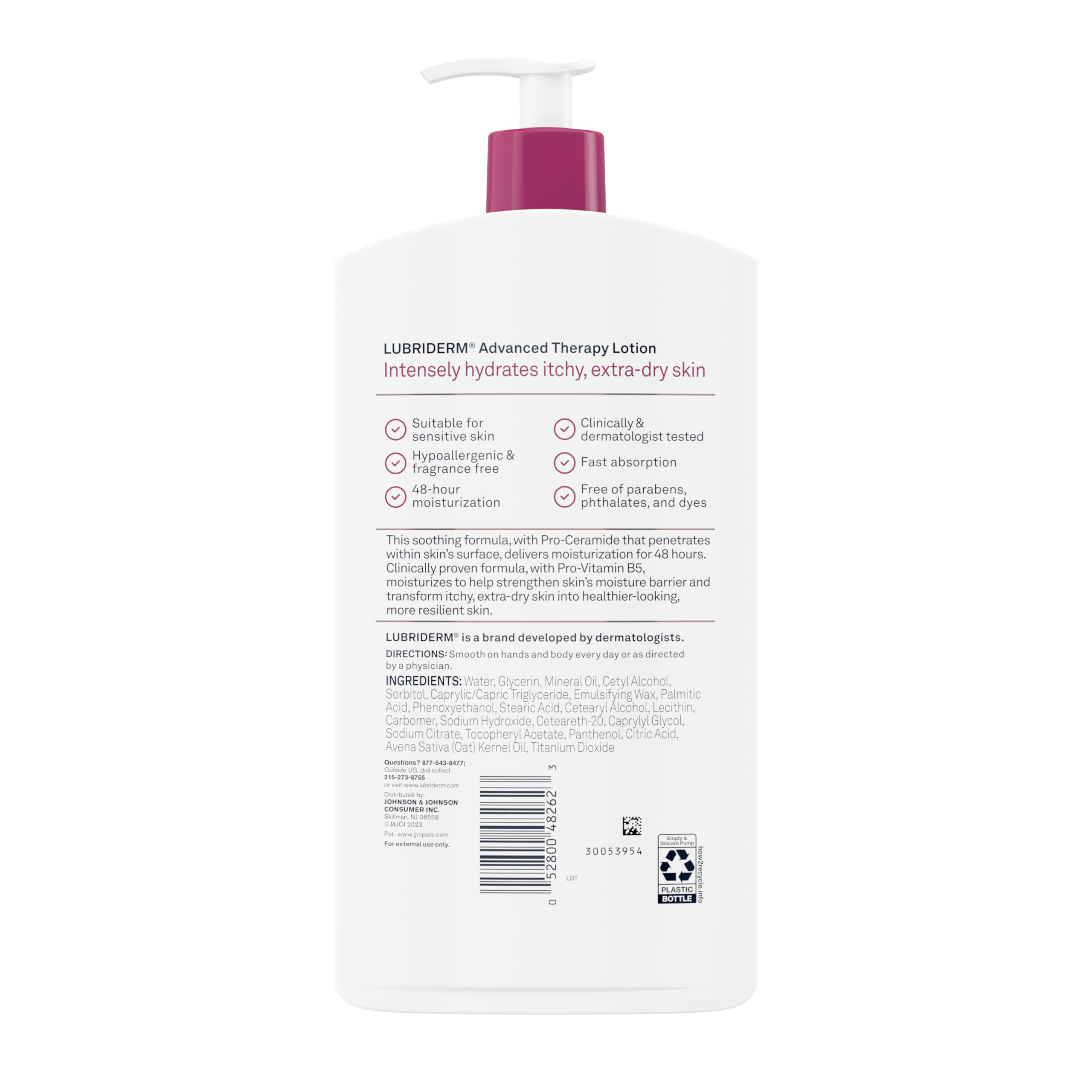 Lubriderm Advanced Therapy fragrance-free swatch demonstrates smooth finish and quick absorption.