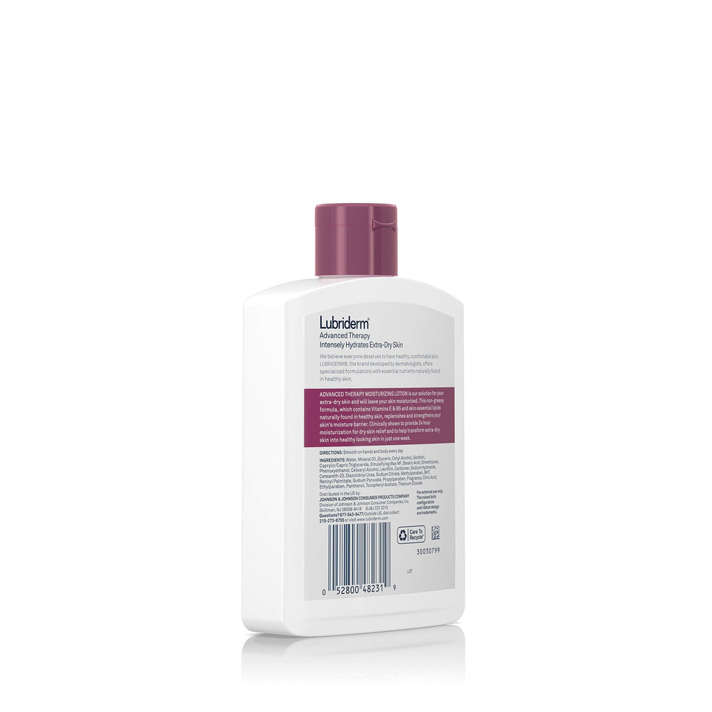 Lubriderm Advanced Therapy lotion offers 24-hour moisture for dry skin.