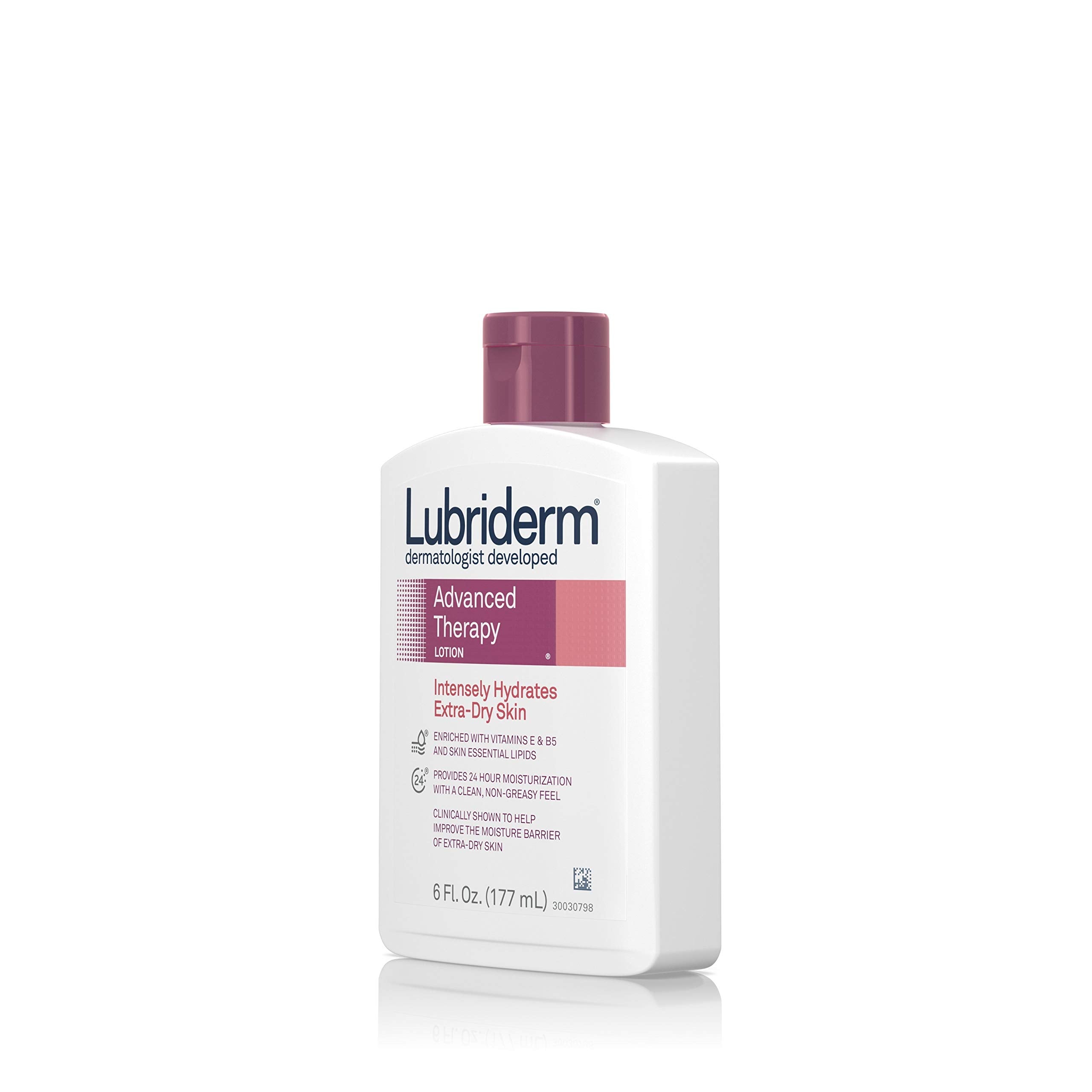 Lubriderm Advanced Therapy lotion bottle cap indicating freshness and protection.