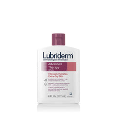 Lubriderm Advanced Therapy lotion bottle providing long-lasting moisture for extra-dry skin.