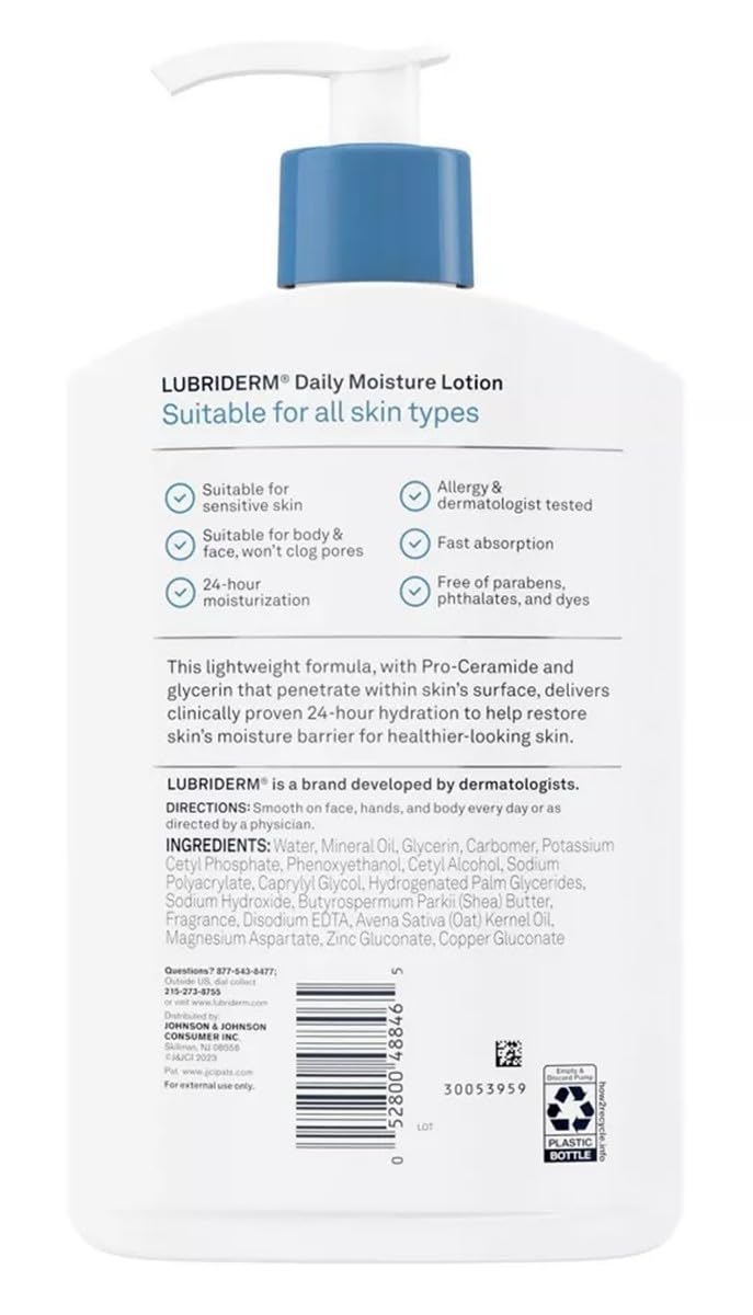 Close-up of Lubriderm Daily Moisture texture shows a non-greasy feel.
