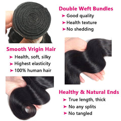 LUCASHA 22 inch body wave bundles with closure for long, soft bounce