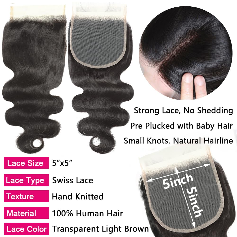 LUCASHA 5x5 lace closure closeup highlighting Swiss lace and parting flexibility
