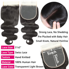 LUCASHA 5x5 lace closure closeup highlighting Swiss lace and parting flexibility