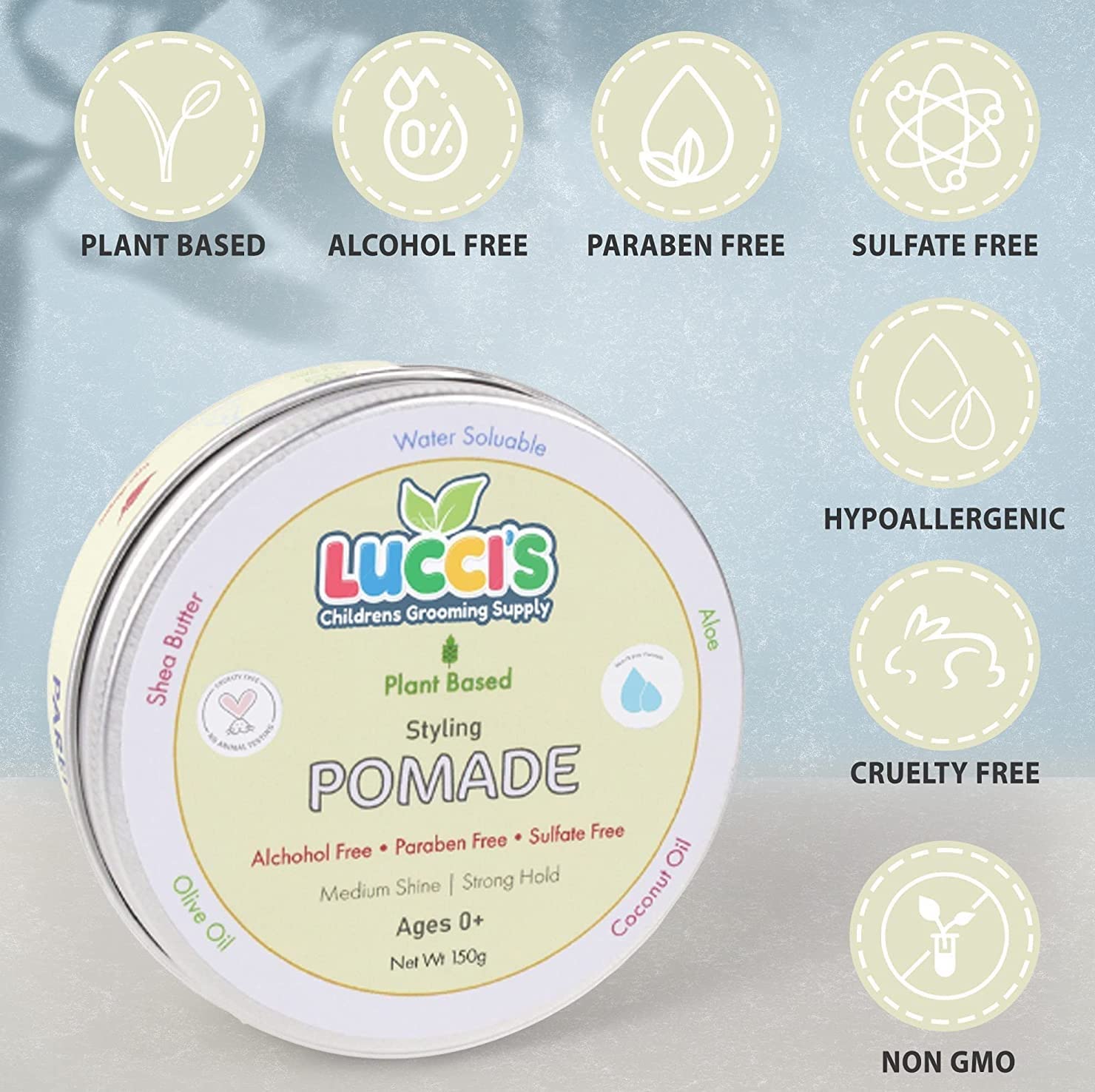 LUCCI'S Baby Hair Gel shows natural medium shine for tidy looks.