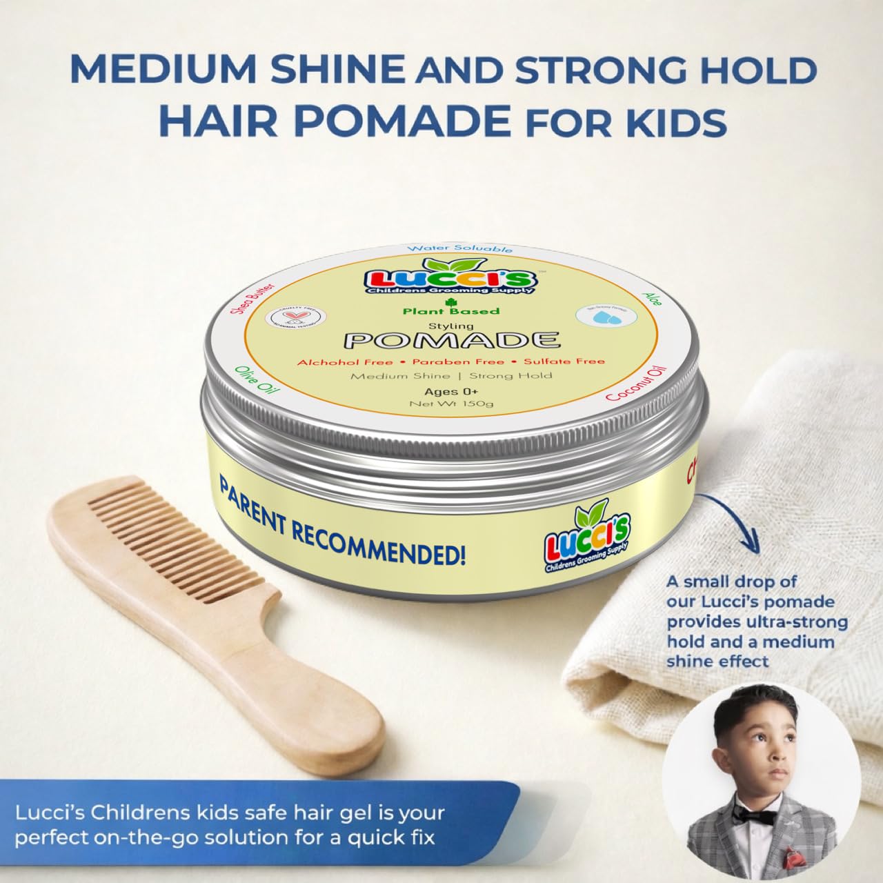 Skin-friendly LUCCI'S Baby Hair Gel suitable for all ages.