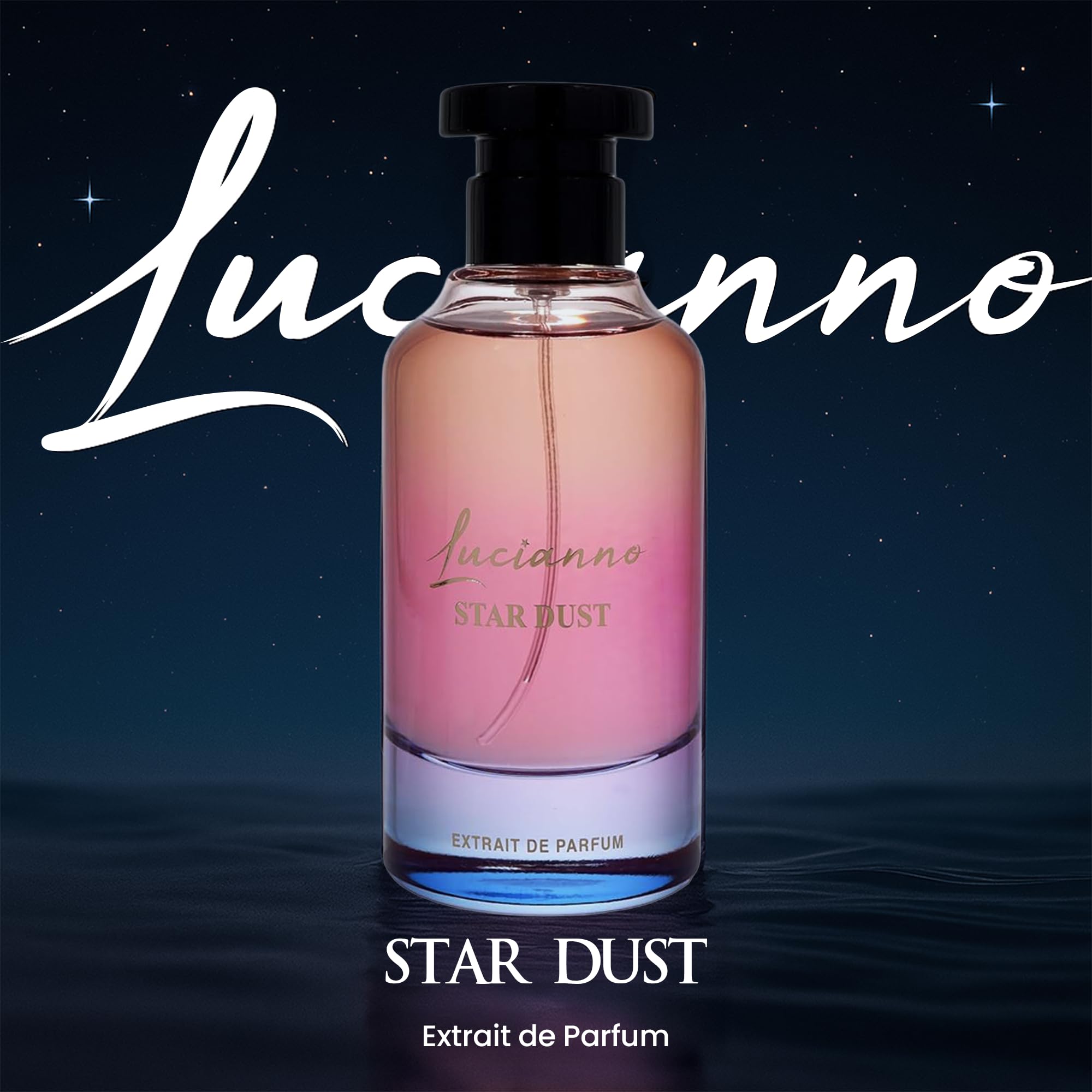 Lucianno Star Dust spray action captures vibrant opening notes for daily wear.