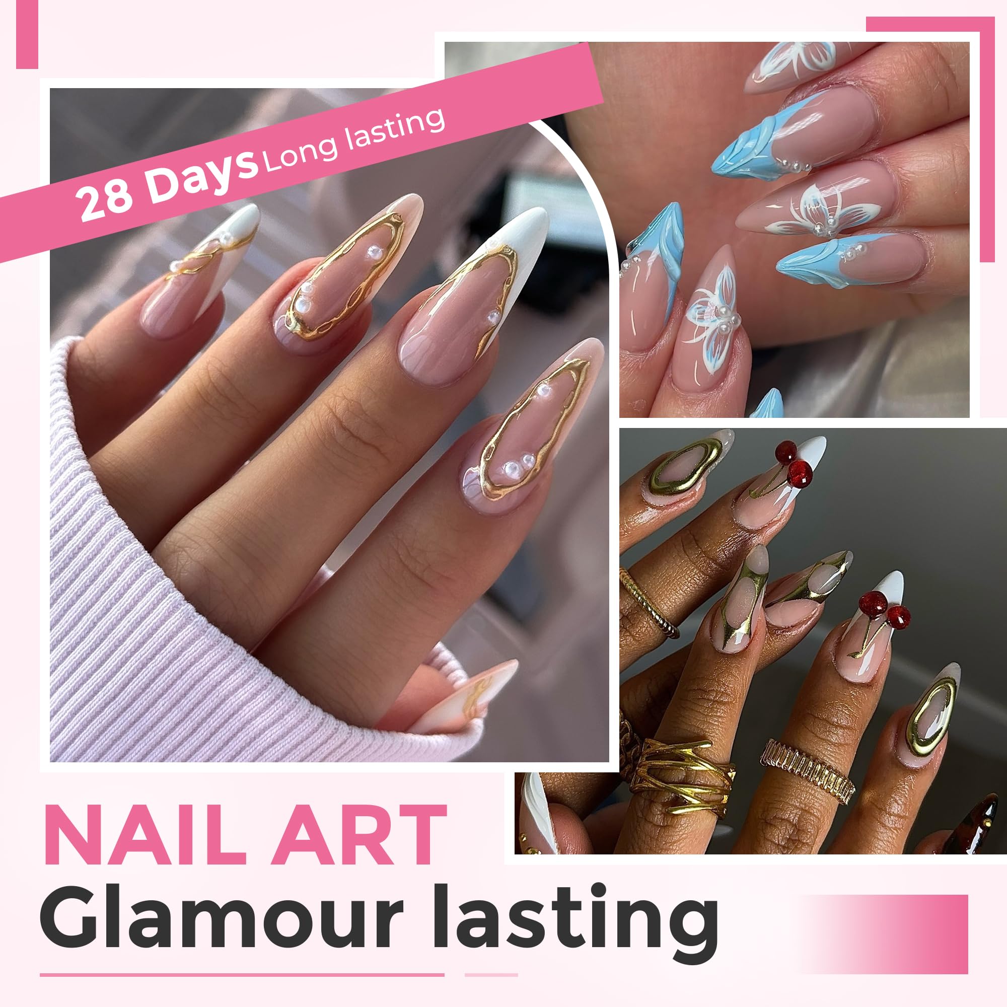 Luckyfairy matte finish stiletto tips for a smooth, modern look.