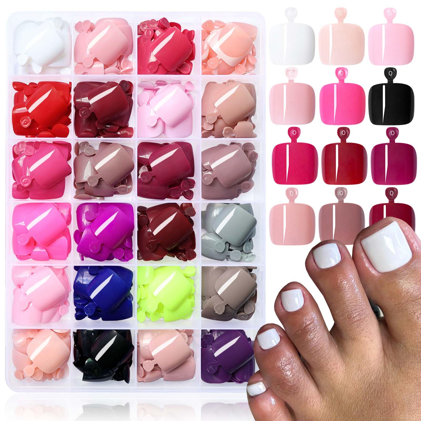 LuckForever 576pc press-on toenails packaging for at-home pedicure convenience