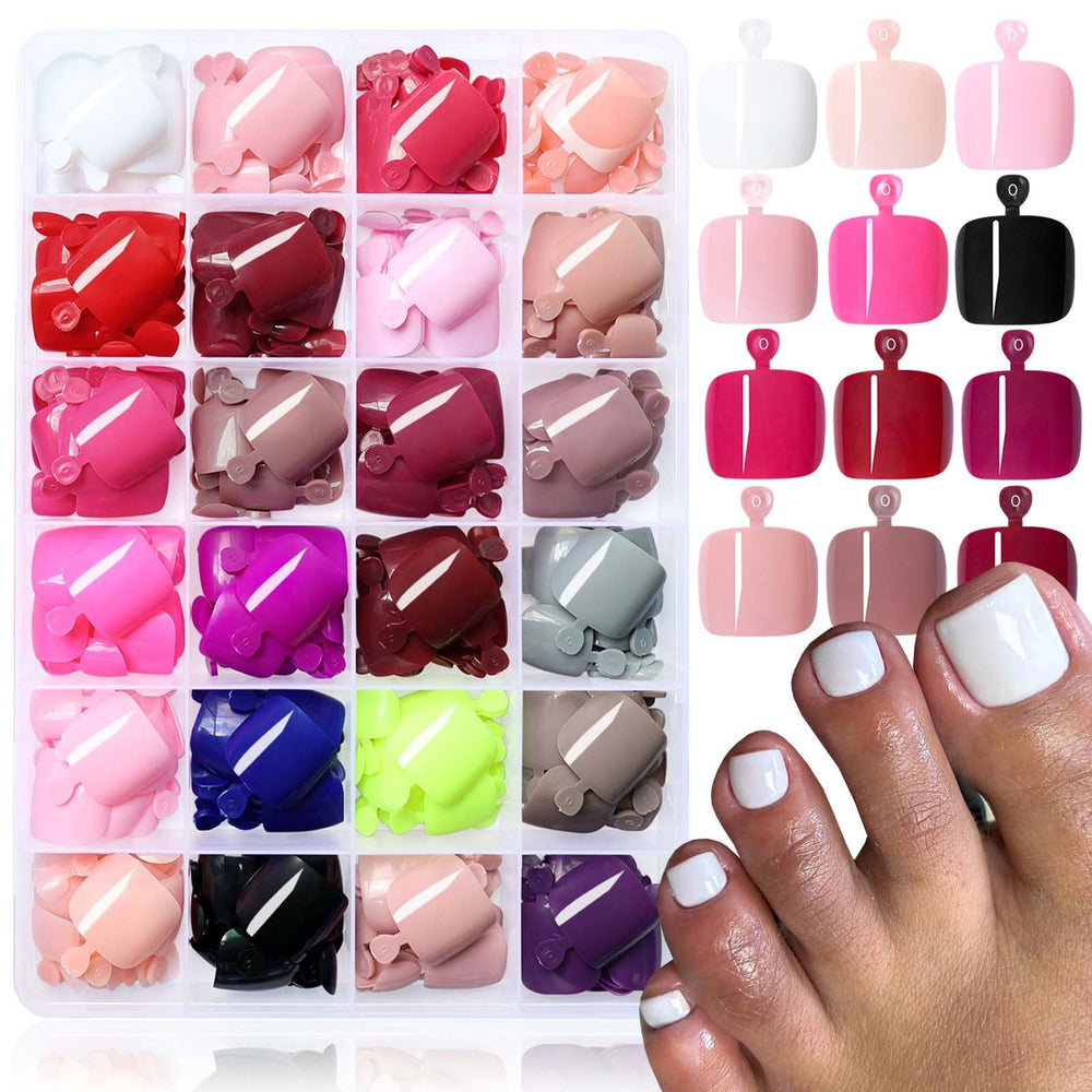 LuckForever 576pc press-on toenails packaging for at-home pedicure convenience