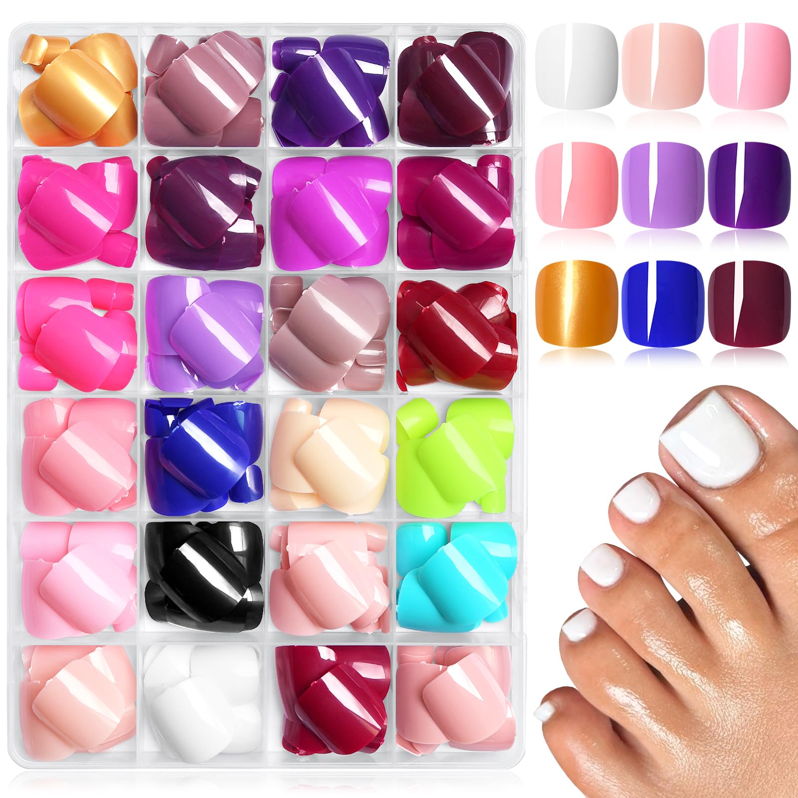 LuckForever 576pc toenails tips pack shot showing color variety for quick style updates
