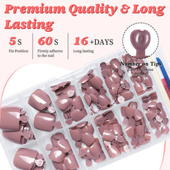 LuckForever coffee brown toe nails short-square tips for natural-looking results.