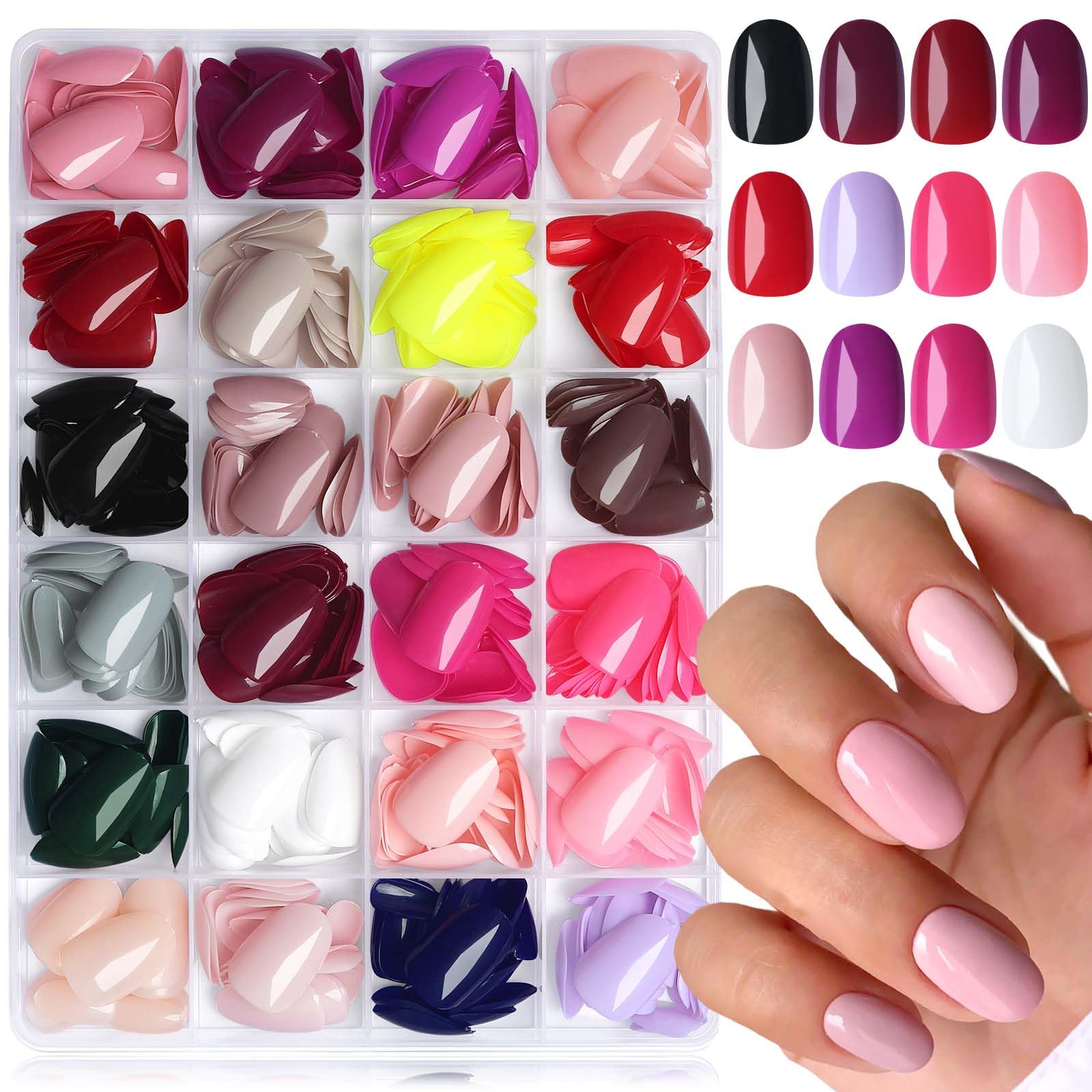 LuckForever oval press-on nails kit with 576 pieces for fast at-home nail art.