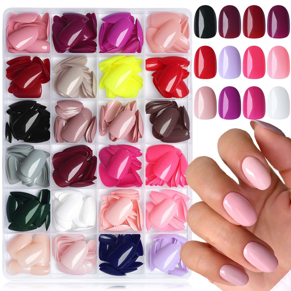 LuckForever oval press-on nails kit with 576 pieces for fast at-home nail art.