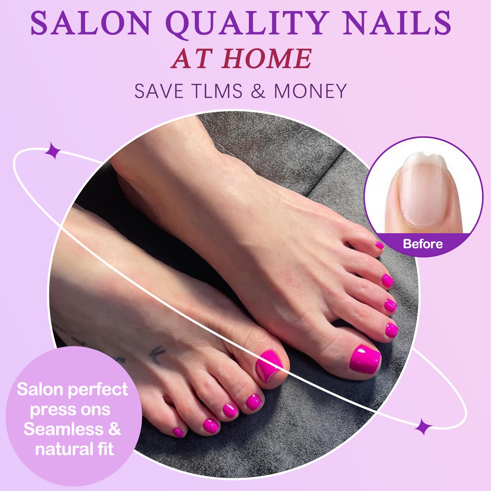 LuckForever short square toenails for women, quick style updates