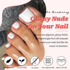 LuckForever white press-on toe nails offer natural look with easy at-home application.