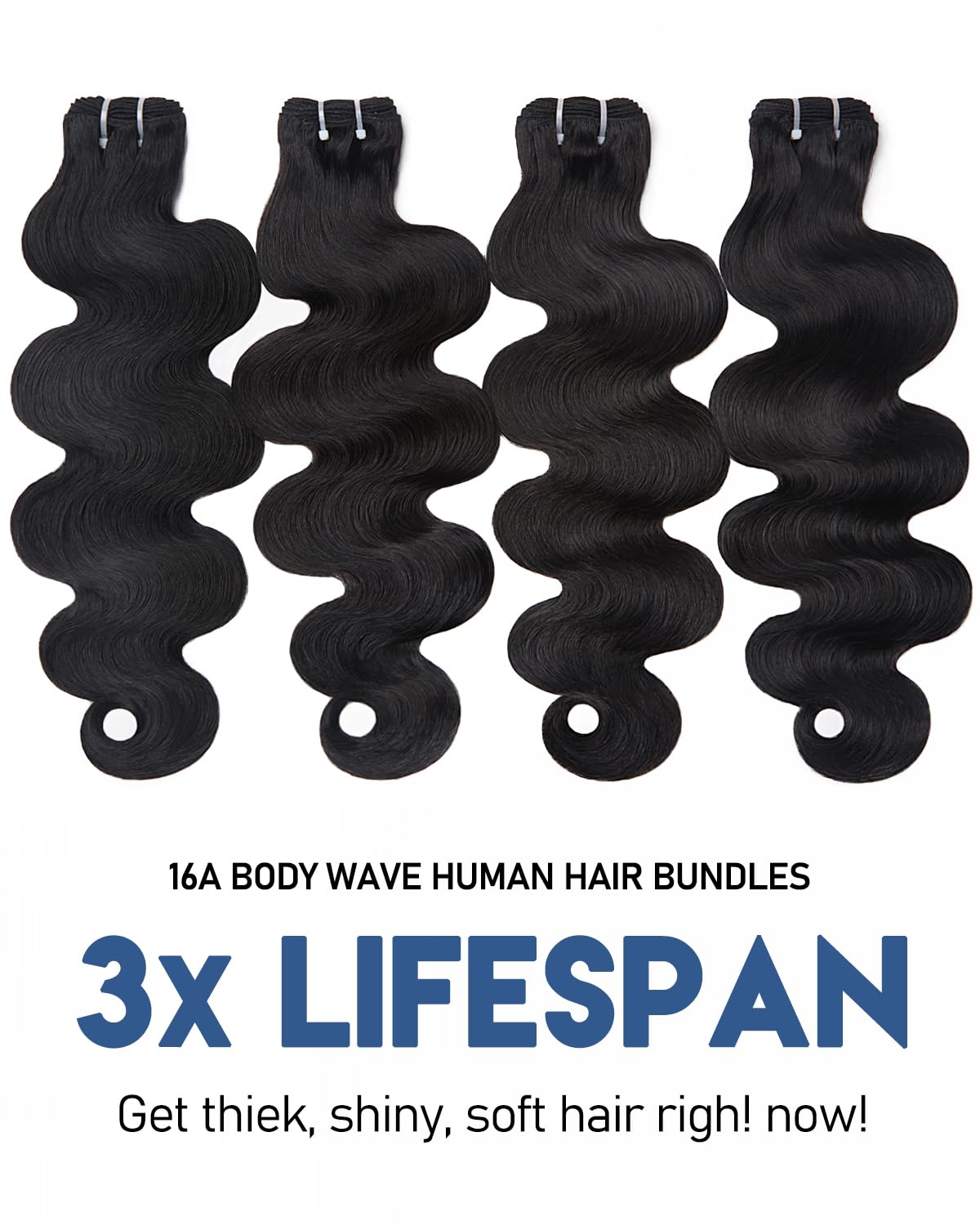 Lucklady 16A raw bundles body wave 24-inch full-bundle image conveys salon-grade volume.