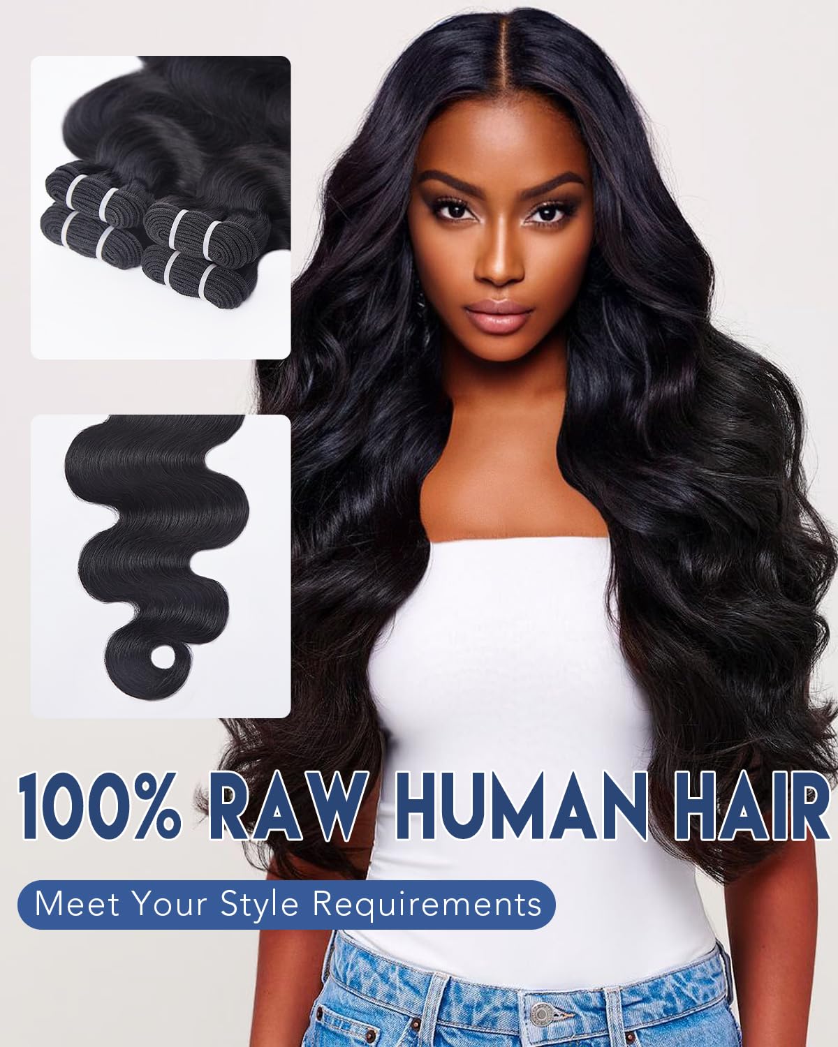 Lucklady 16A raw bundles body wave daily-wear-application illustrates easy styling for everyday looks.