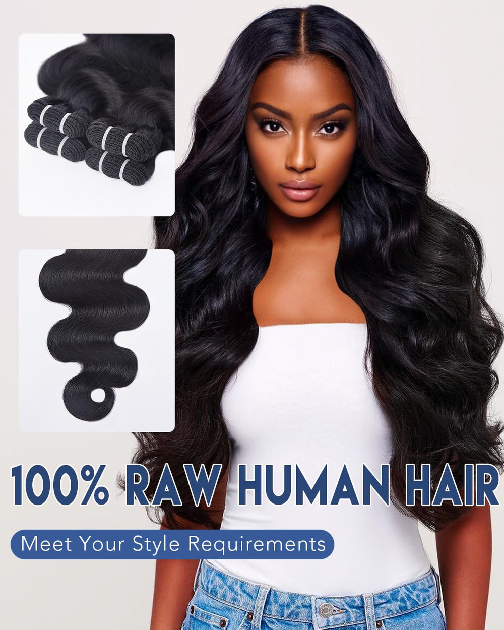 Lucklady 16A raw bundles body wave daily-wear-application illustrates easy styling for everyday looks.