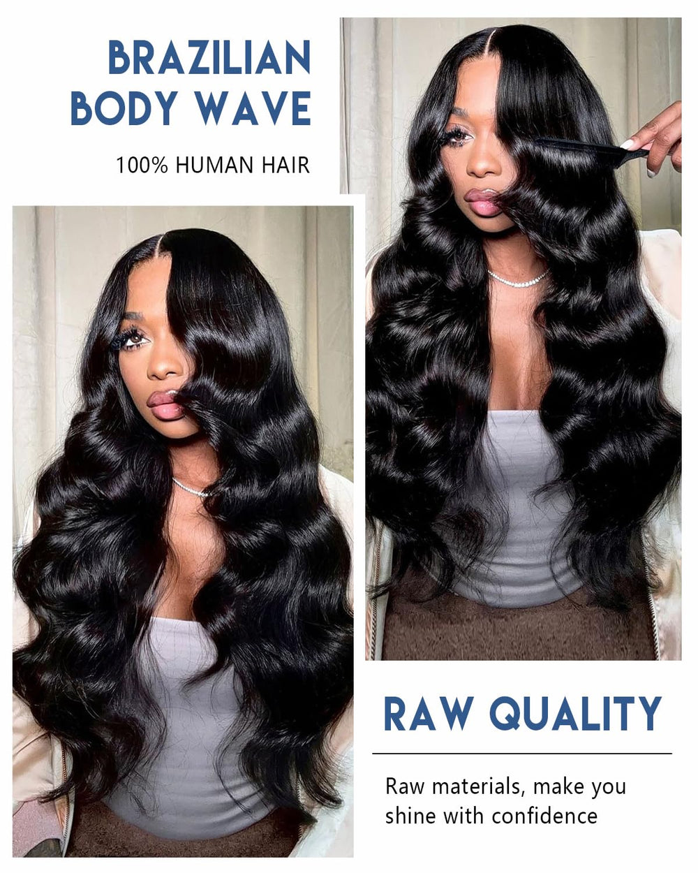 Lucklady 16A raw bundles body wave true-length weft shows accurate length and consistent texture.