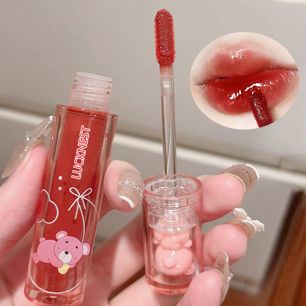 LuckNest Bear Lip Glaze color swatch reveals rich, glossy payoff
