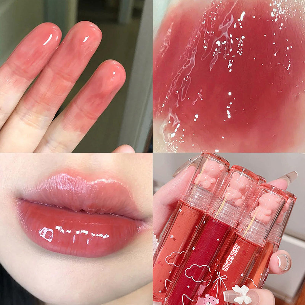 LuckNest Bear Lip Glaze waterproof shine for all-day wear