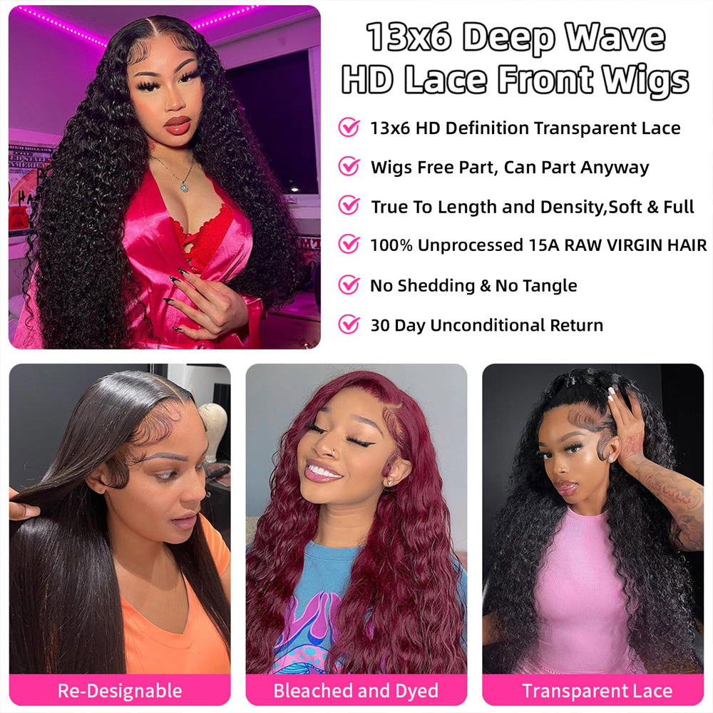 Lucksee 30 inch deep wave wig shown on model for reference