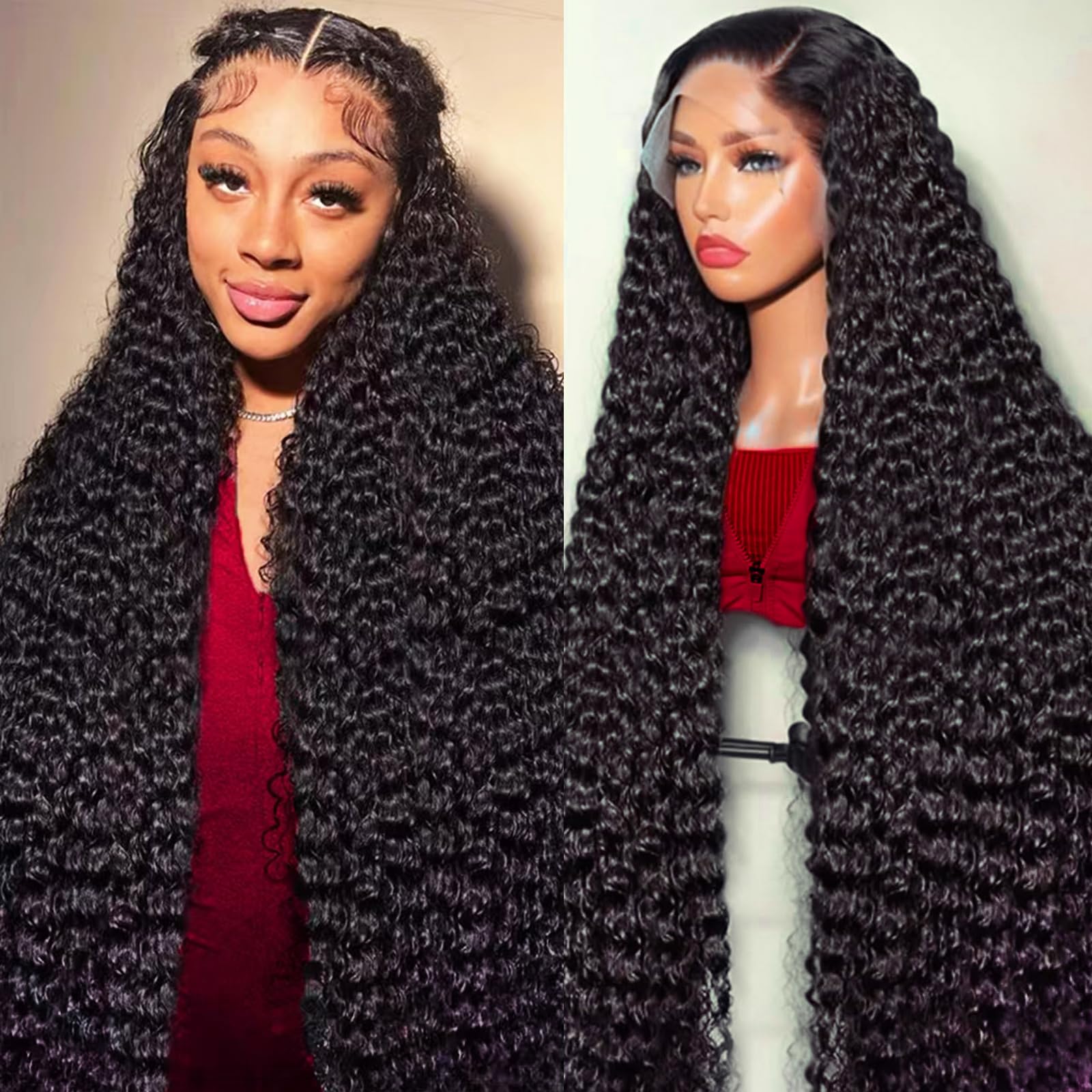 Lucksee deep wave lace front wig closeup showing natural hairline for daily styling