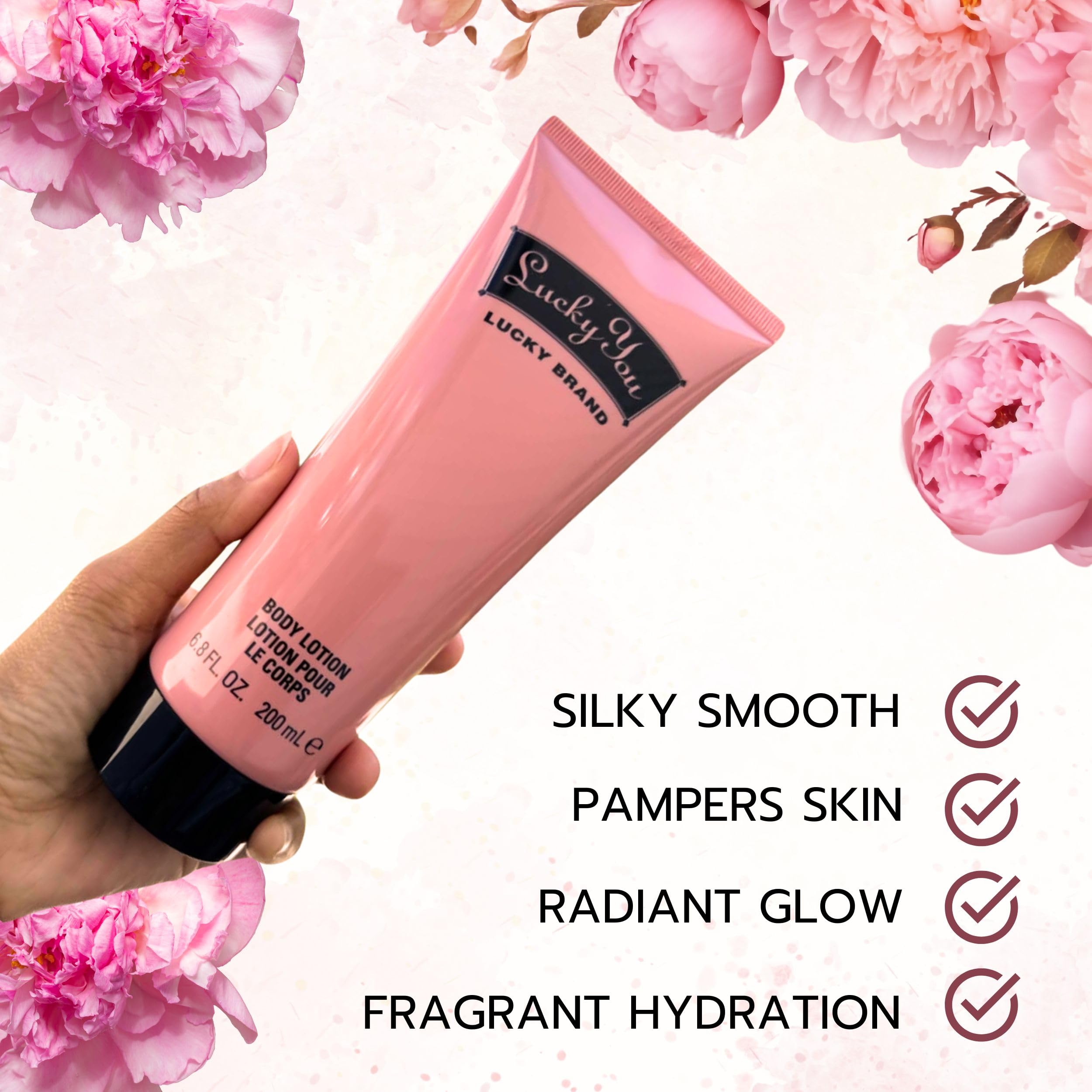 Lucky You skin-absorption close-up demonstrates fast-absorbing formula after shower