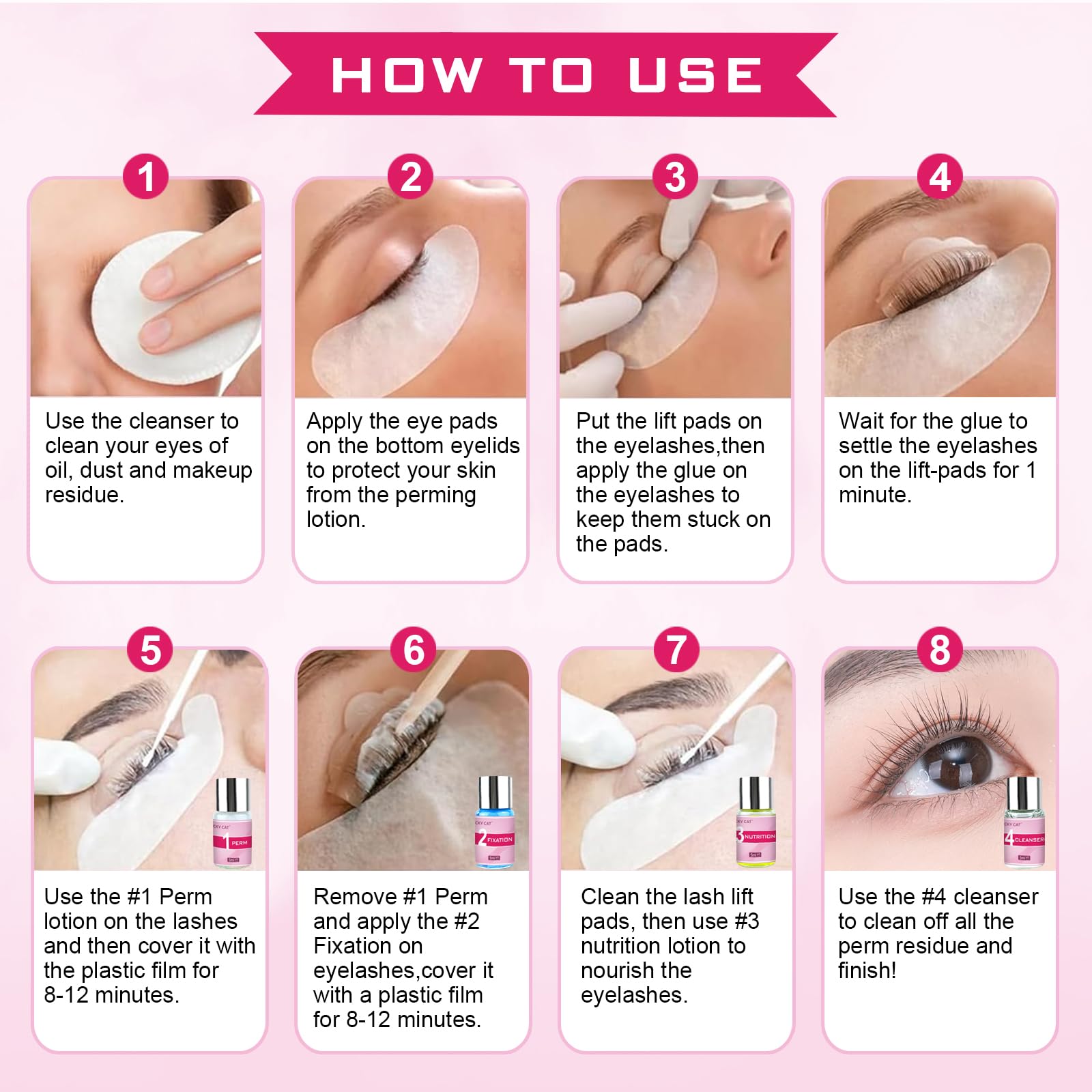 Lucky Cat Lash Lift Kit applicators and brushes laid out for beginners