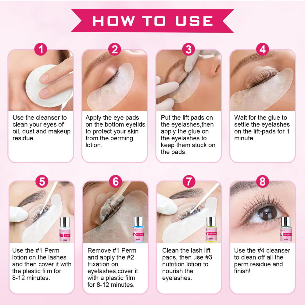 Lucky Cat Lash Lift Kit applicators and brushes laid out for beginners