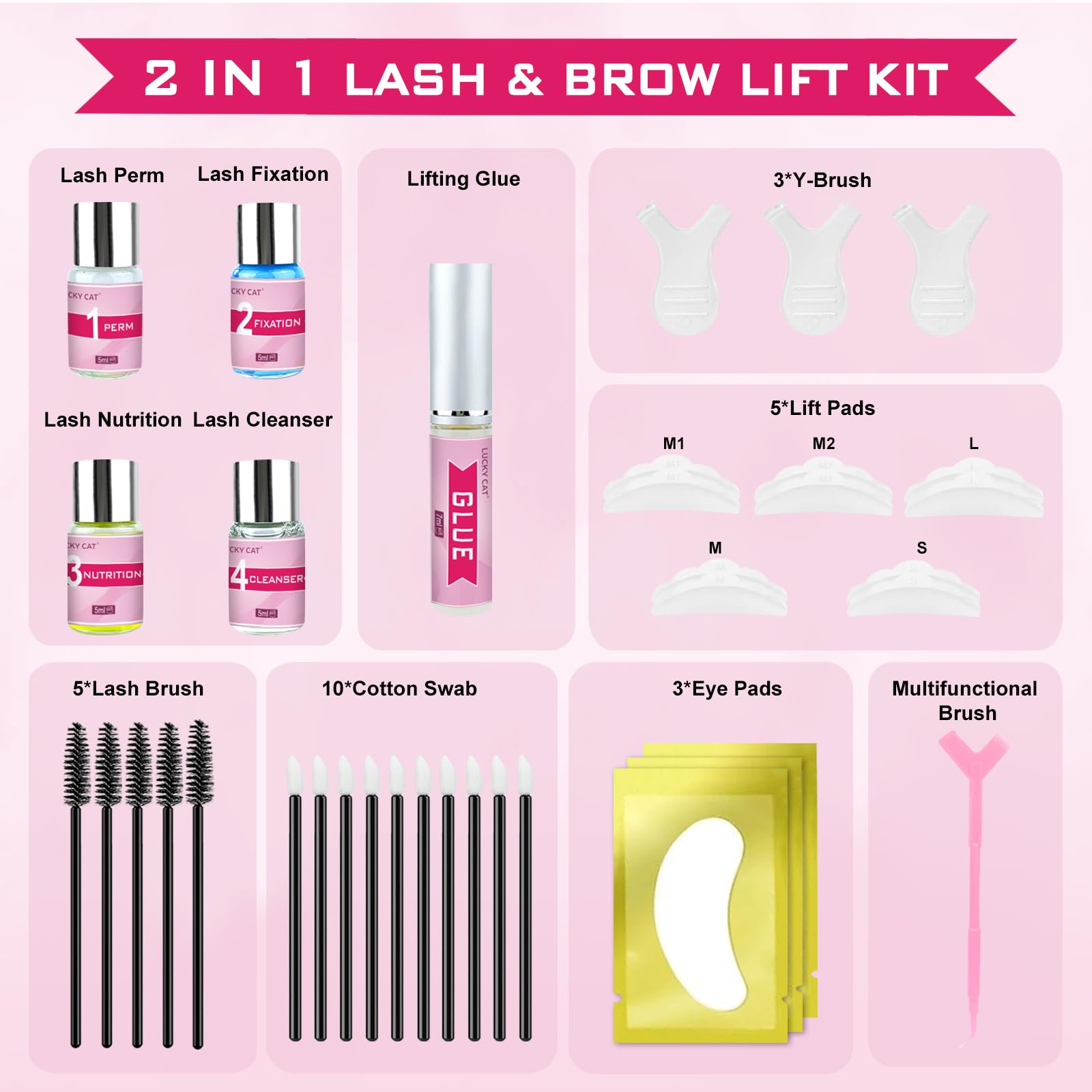 Lucky Cat Lash Lift Kit instruction guide assists DIY lash professionals