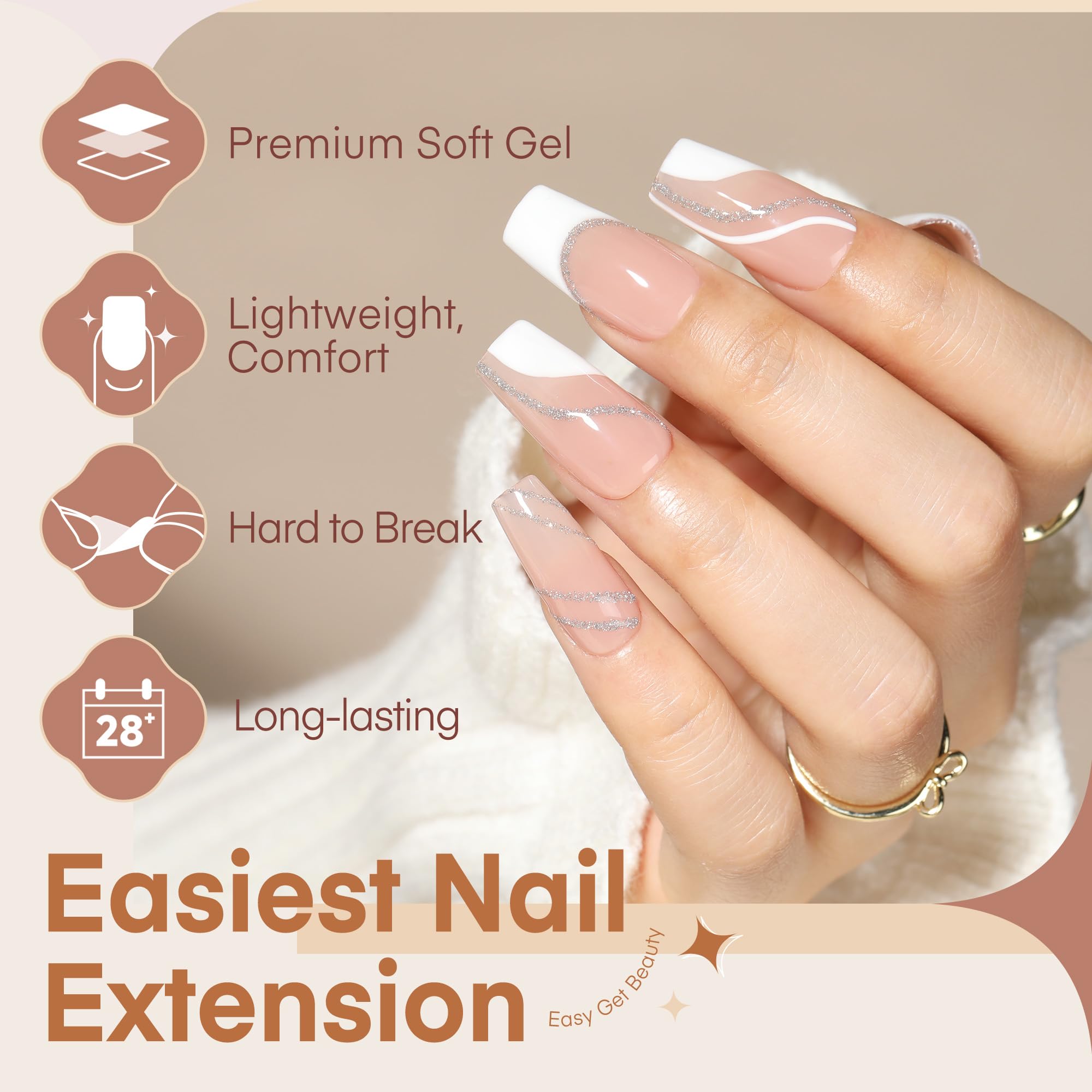 Luckyfairy 240-piece nail tip set for DIY salon-quality manicures.